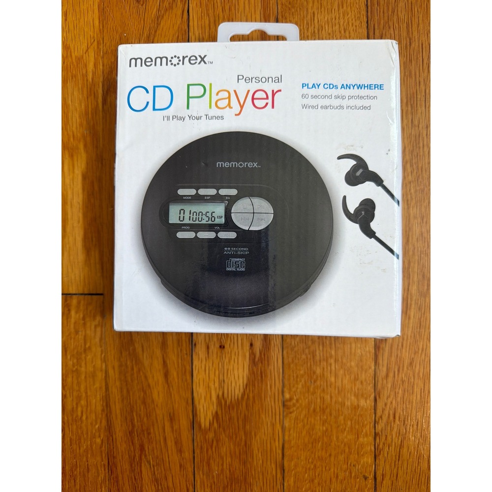 Memorex MPC600B Personal CD Player Black with Anti-Skip and Wired Earbuds NEW
